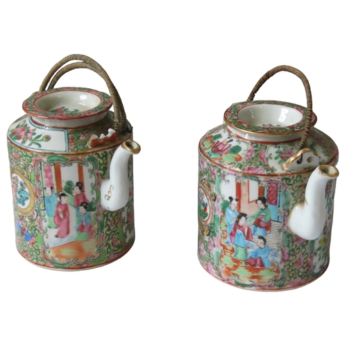 327 - TWO CHINESE FAMILLE ROSE TEAPOTS, LATE QING DYNASTY, 19TH CENTURY, decorated with figural and floral... 