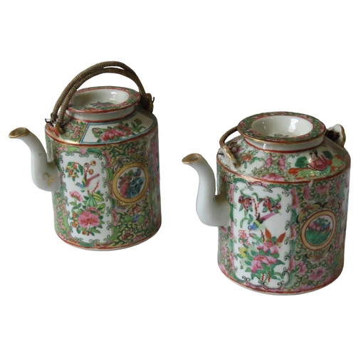 327 - TWO CHINESE FAMILLE ROSE TEAPOTS, LATE QING DYNASTY, 19TH CENTURY, decorated with figural and floral... 