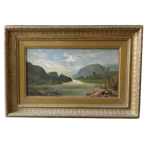 530 - A 19TH CENTURY HIGHLAND SCENE OIL PAINTING ON BOARD, signed J. Johnstone in lower right corner, in a... 