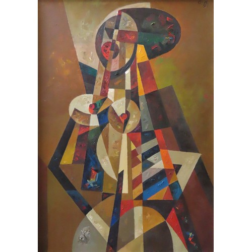 544 - MIKHAIL OMBYSH-KUZNETSOVRUSSIAN ABSTRACT NUDE OIL PAINTING ON CANVAS, monogrammed 'O.K' and dated '9... 