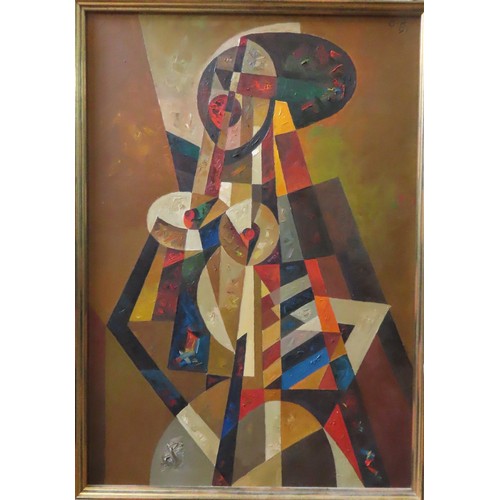 544 - MIKHAIL OMBYSH-KUZNETSOVRUSSIAN ABSTRACT NUDE OIL PAINTING ON CANVAS, monogrammed 'O.K' and dated '9... 