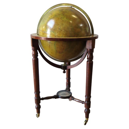 711 - A MALBY'S 18 INCH TERRESTRIAL LIBRARY GLOBE, DATED 1864, the cartouche printed 'Malby's Terrestrial ... 