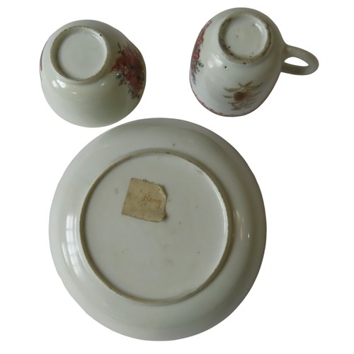 144 - 19TH CENTURY CHINESE EXPORT PORCELAIN ARMORIAL TEA BOWL, CUP AND SAUCER, decorated with crest