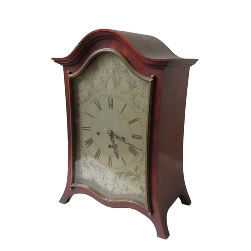 176 - A LARGE MAHOGANY BRACKET CLOCK, LATE 19TH CENTURY, the 9.5 inch silvered dial with Roman numerals an... 