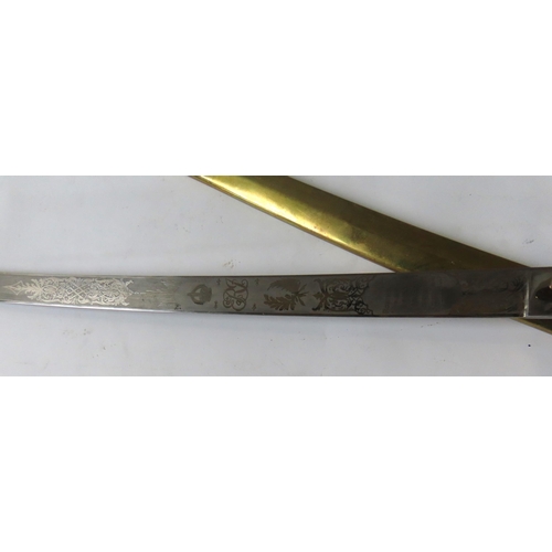 241 - AN 1831 PATTERN MAMELUKE SWORD WITH IVORY GRIP and sword knot, the etched blade marked for Robinson ... 