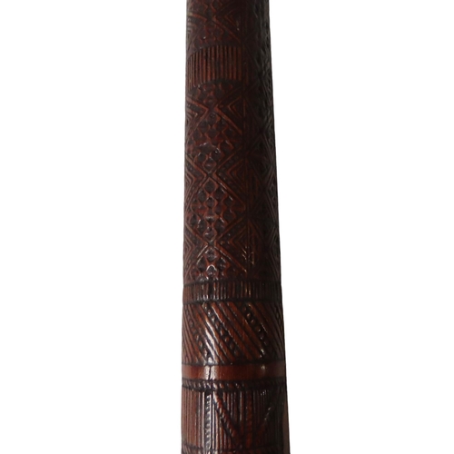 724 - A GOOD FOLK ART WALKING STICK DATED 1826 AND MARKED 'EGYPT' WITH A QUIRKY REPRESENTATION OF THE SPHI... 