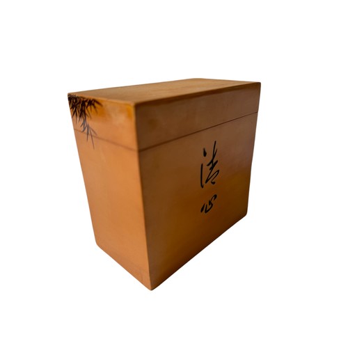 293 - A CHINESE WOODEN BOX AND COVER10cm x 10cm x 6cm