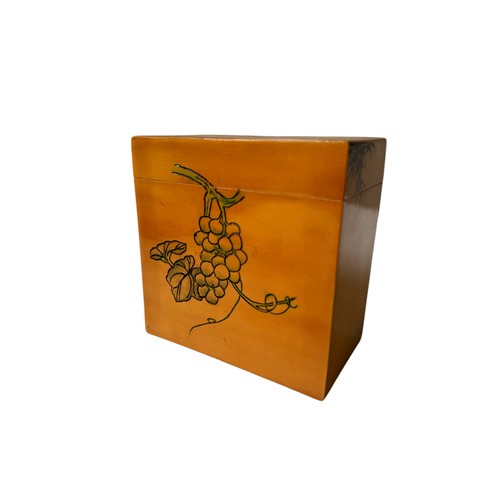 293 - A CHINESE WOODEN BOX AND COVER10cm x 10cm x 6cm