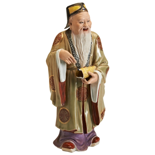 159 - A FUJIAN GUILD PORCELAIN FIGURE OF  'ZHANG GUOLAO' ONE OF EIGHT IMMORTALS,WITH TWO SEALS MARKS  20TH... 