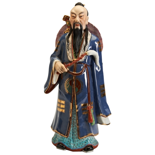 160 - A FUJIAN GUILD PORCELAIN FIGURE OF 'LU DONG BIN' ONE OF EIGHT IMMORTALS EARLY 20TH CENTURY, WITH 'CA... 