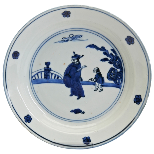 78 - A CHINESE BLUE AND WHITE 'KOSOMETSUKE' DISH TIANQI, 1620-1627青花人物纹盘 天启 1620-1627decorated with a sch... 