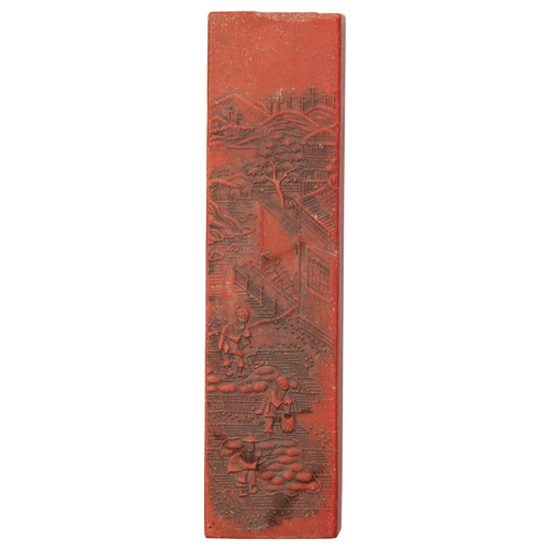 396 - A SET OF SIXTEEN RED INK INK STICKSLATE QING DYNASTY / REPUBLIC PERIOD朱砂墨一组  晚清/民国moulded in relief ... 