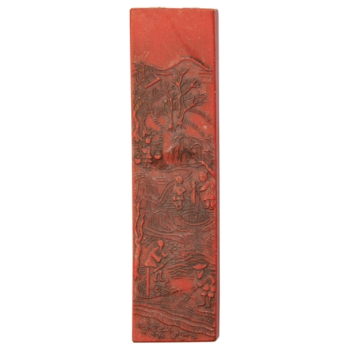 396 - A SET OF SIXTEEN RED INK INK STICKSLATE QING DYNASTY / REPUBLIC PERIOD朱砂墨一组  晚清/民国moulded in relief ... 