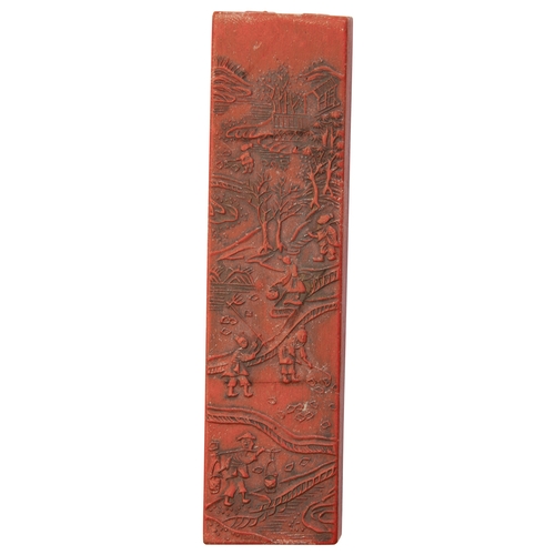 396 - A SET OF SIXTEEN RED INK INK STICKSLATE QING DYNASTY / REPUBLIC PERIOD朱砂墨一组  晚清/民国moulded in relief ... 