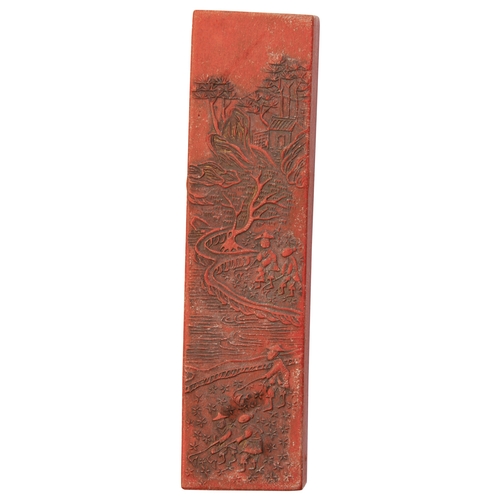 396 - A SET OF SIXTEEN RED INK INK STICKSLATE QING DYNASTY / REPUBLIC PERIOD朱砂墨一组  晚清/民国moulded in relief ... 