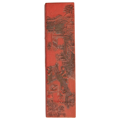 396 - A SET OF SIXTEEN RED INK INK STICKSLATE QING DYNASTY / REPUBLIC PERIOD朱砂墨一组  晚清/民国moulded in relief ... 