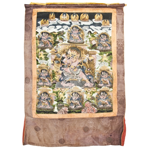 487 - A THANGKA DEPICTING CHATURBHUJA MAHAKALATIBET, LATE 19TH / EARLY 20TH CENTURY西藏 唐卡 19/20世纪distemper ... 