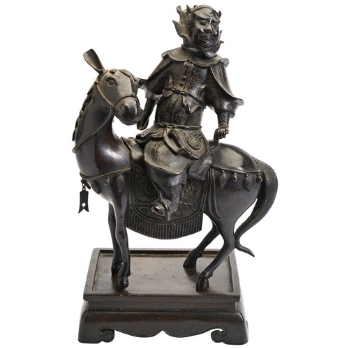 50 - A BRONZE FIGURE OF ZHANGFEI MING DYNASTY, 17TH CENTURY张飞骑马铜像 晚明depicting Zhangfei from 'the Romance ... 