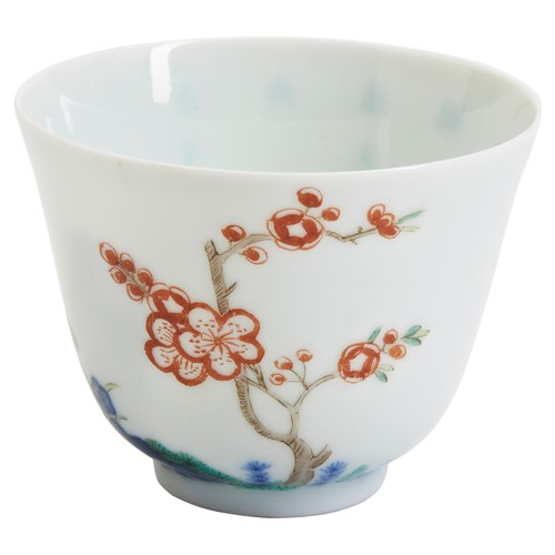 195 - A CHINESE 'MONTH CUP' WITH FLOWER AND POEM, WITH KANGXI NIANZHI MARK,20TH CENTURY粉彩梅花诗文杯 大清康熙年制 20世纪... 