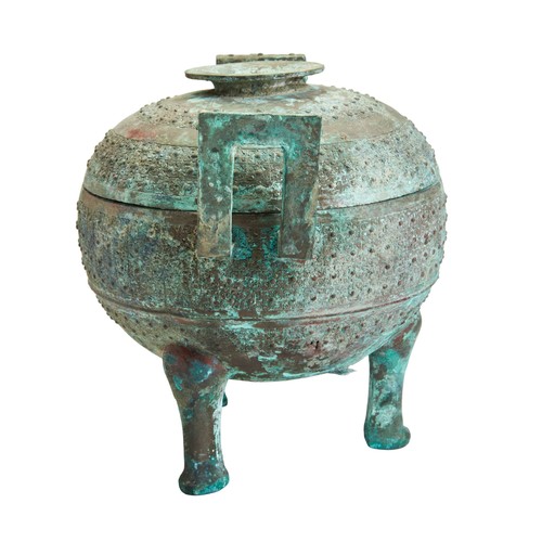 36 - A BRONZE TRIPOD VESSEL 'DING' EASTERN ZHOU(771-256 BC)青铜乳钉雷纹鼎 西周(771-256 公元前)the Eastern Zhou Dynast... 