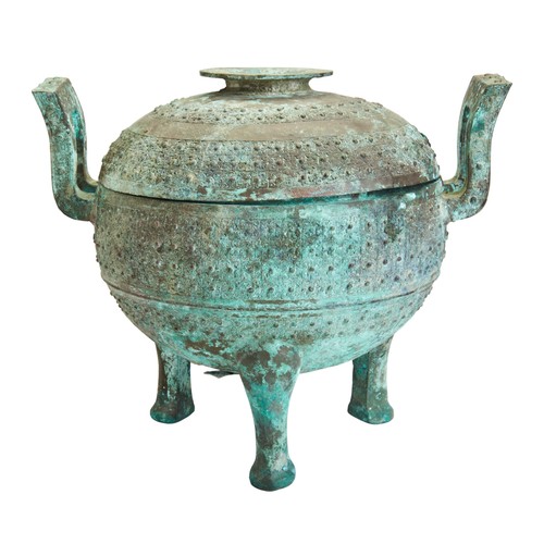 36 - A BRONZE TRIPOD VESSEL 'DING' EASTERN ZHOU(771-256 BC)青铜乳钉雷纹鼎 西周(771-256 公元前)the Eastern Zhou Dynast... 