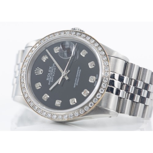 209 - 1990 ROLEX DATEJUST WATCHA Rolex Oyster Perpetual Datejust, featuring stainless steel strap and 36mm... 