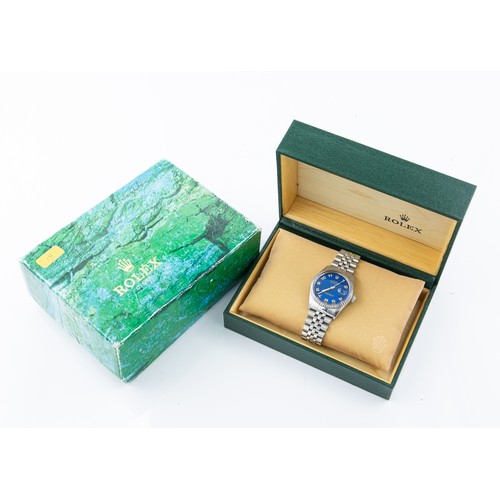 217 - 1980-81 ROLEX DATEJUST WATCHRolex Datejust with beautiful blue jubilee dial with gold hand and numbe... 