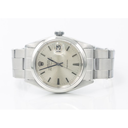 218 - 1968 ROLEX AIRKING DATE WATCH Classic 5700 movement watch with bracelet, silver face, hands and mark... 