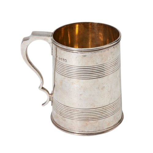 41 - A PINT MUG WITH ENGRAVED BANDS, GEORGE ADAMS LONDON 1877 A plain straight tapering mug with two band... 