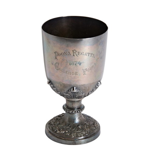 124 - HEAVY ANGLO-INDIAN GOBLET ENGRAVED 