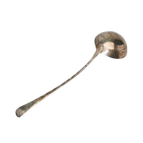 63 - HANOVARIAN PATTERN SOUP LADLE, JOHN LAMBE LONDON 1768 33.6 cm.131 g.