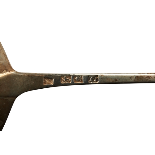 63 - HANOVARIAN PATTERN SOUP LADLE, JOHN LAMBE LONDON 1768 33.6 cm.131 g.