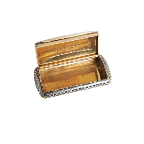 11 - CUSHION SHAPE NIELLO SNUFF BOX, PARIS C.1820 The inside gilded and engraved 'H Dixon - The Royal Dra... 