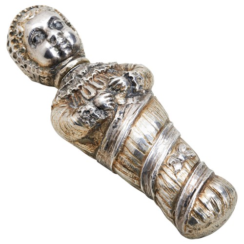 14 - A 19TH CENTURY SILVER GILT NEEDLE CASE CAST AS A SWADDLED BABY. With a friction fit pull off head.8 ... 