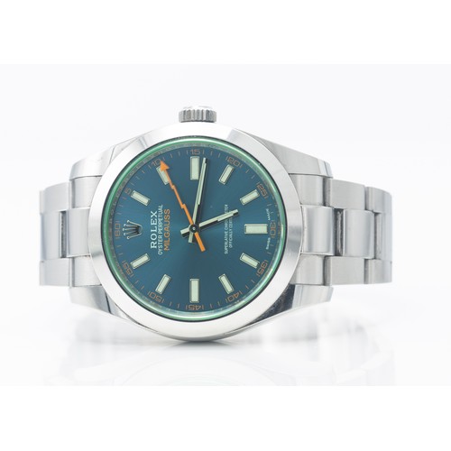 222 - 2018 ROLEX OYSTER MILGAUSS 116400 WATCHThe name Milgauss was created by Rolex; Mil coming from Mille... 