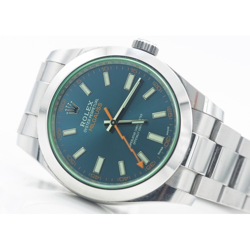 222 - 2018 ROLEX OYSTER MILGAUSS 116400 WATCHThe name Milgauss was created by Rolex; Mil coming from Mille... 