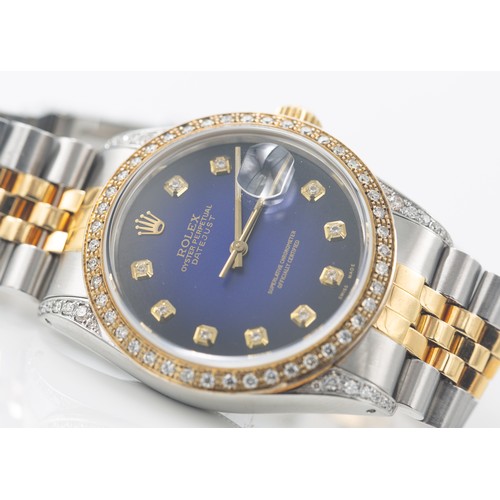 223 - 1988 ROLEX DATEJUST VIGNETTE DIAMOND DIAL WATCH1988 Rolex Datejust gentleman’s stainless steel and 1... 