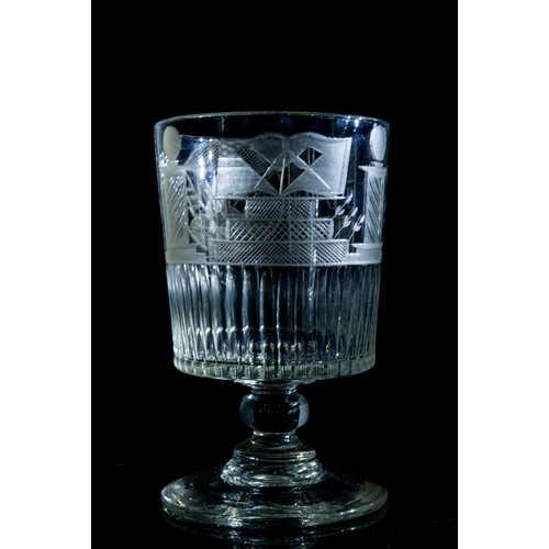 169 - A MASONIC RUMMERCIRCA 1820Engraved with masonic symbols above a fluted border14cms high... 