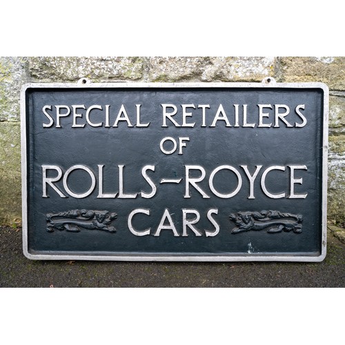 44 - ROLLS-ROYCE DEALER SIGN IN CAST ALUMINIUMWith raised polished lettering 'Special Retailers Of Rolls-... 