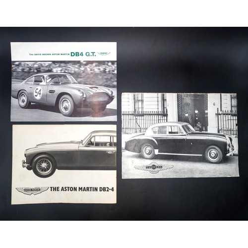 75 - THREE PERIOD ASTON-MARTIN BROCHURESAston Martin DB4 GTDB4 GT sales brochure, card covers, 4to.Aston-... 