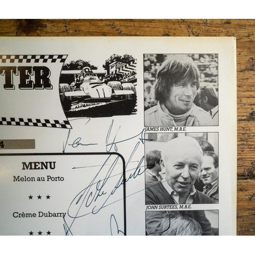 76 - A SIGNED MENU FROM THE 1984 BIRMINGHAM GRAND PRIX BALLA menu dated 13th October 1984 for the annual ... 