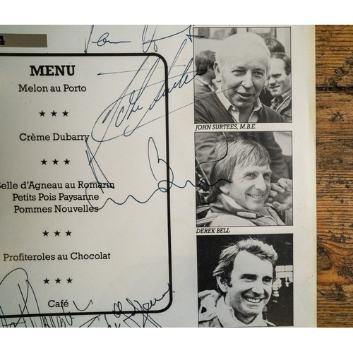 76 - A SIGNED MENU FROM THE 1984 BIRMINGHAM GRAND PRIX BALLA menu dated 13th October 1984 for the annual ... 