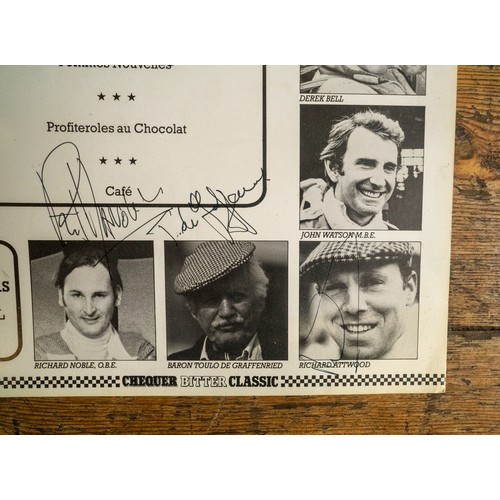 76 - A SIGNED MENU FROM THE 1984 BIRMINGHAM GRAND PRIX BALLA menu dated 13th October 1984 for the annual ... 