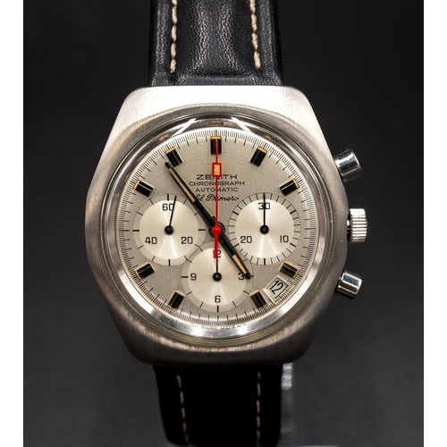 226 - C.1970 ZENITH EL PRIMERO WATCHFeaturing a brushed steel 37mm case, market 055E458 to the rear cover.... 