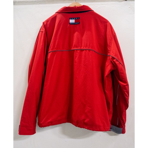 100 - 1980S FERRARI TEAM DESIGNER SHIRT AND JACKET A nylon/polyester Ferrari-branded jacket by Tommy Hilfi... 