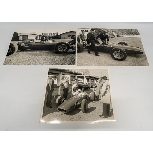 61 - FIVE LARGE JOHN SURTEES FERRARI PHOTOGRAPHSBlack and white copies, ranging from 25 x 30cm to 25 x 37... 