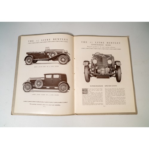 70 - 1929 BENTLEY WORLD EXPORTERS, ROOTES LONDON BROCHURE.Depicting the 4 1/4, 4 1/2 Supercharged, Speed ... 