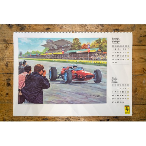 82 - TWO FERRARI CALENDARS FROM 1980, 19901980 Ferrari Calendar, complete with Enzo Ferrari-Signed Card (... 