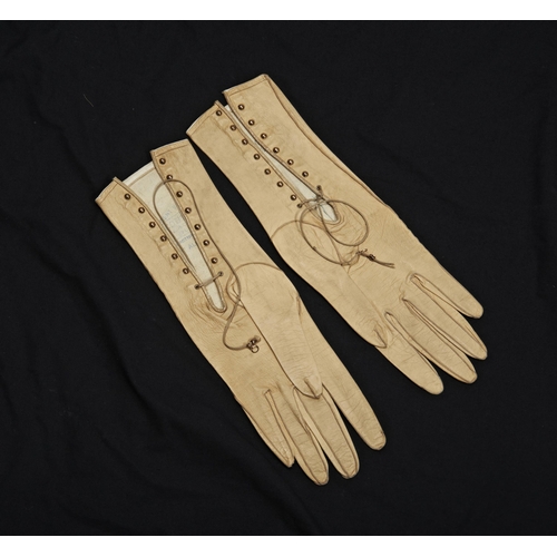 397 - A COLLECTION OF GLOVES, MAINLY 19TH CENTURY; a pair of ladies cotton long sleeved gloves.anda simila... 