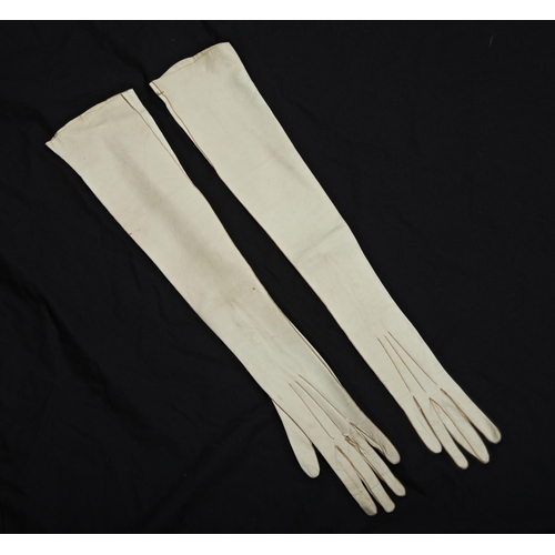 397 - A COLLECTION OF GLOVES, MAINLY 19TH CENTURY; a pair of ladies cotton long sleeved gloves.anda simila... 